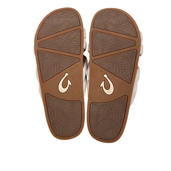 Olukai Womens Hila Beige Slide Sandals Size 8 - Picture 5 of 7